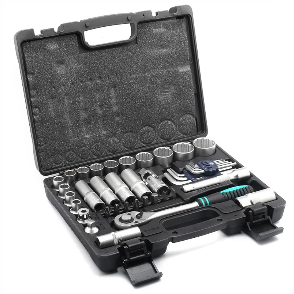 Jogo de Soquete Estriado 1/2 Pol. Com 41 Peças 10 a 32mm Stels